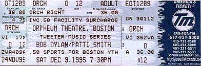 Boston 1995 Ticket